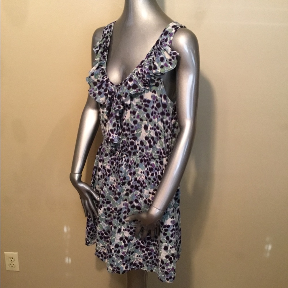 Bcbgeneration Green Geometric Ruffle Lined Dress - image 3